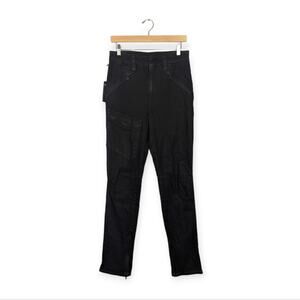 NWT RTA Black Denim Paneled Zip Ankle Slim Leg Jeans Size 28